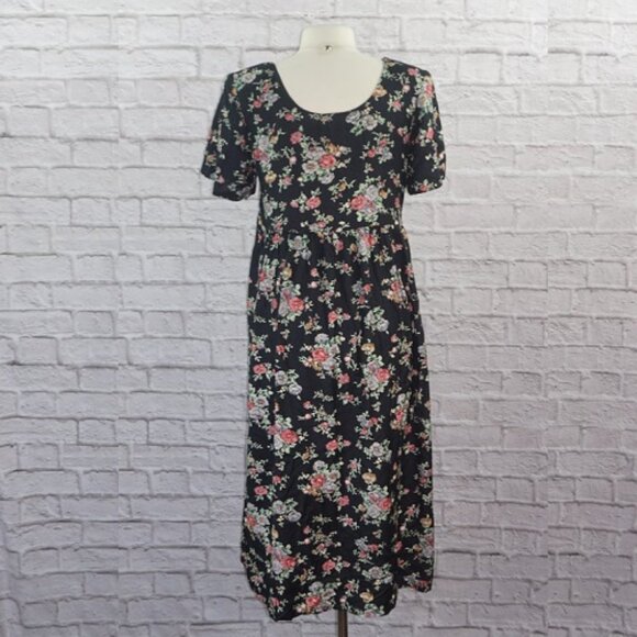 Vintage 80s Floral Midi Dress - Picture 3 of 8